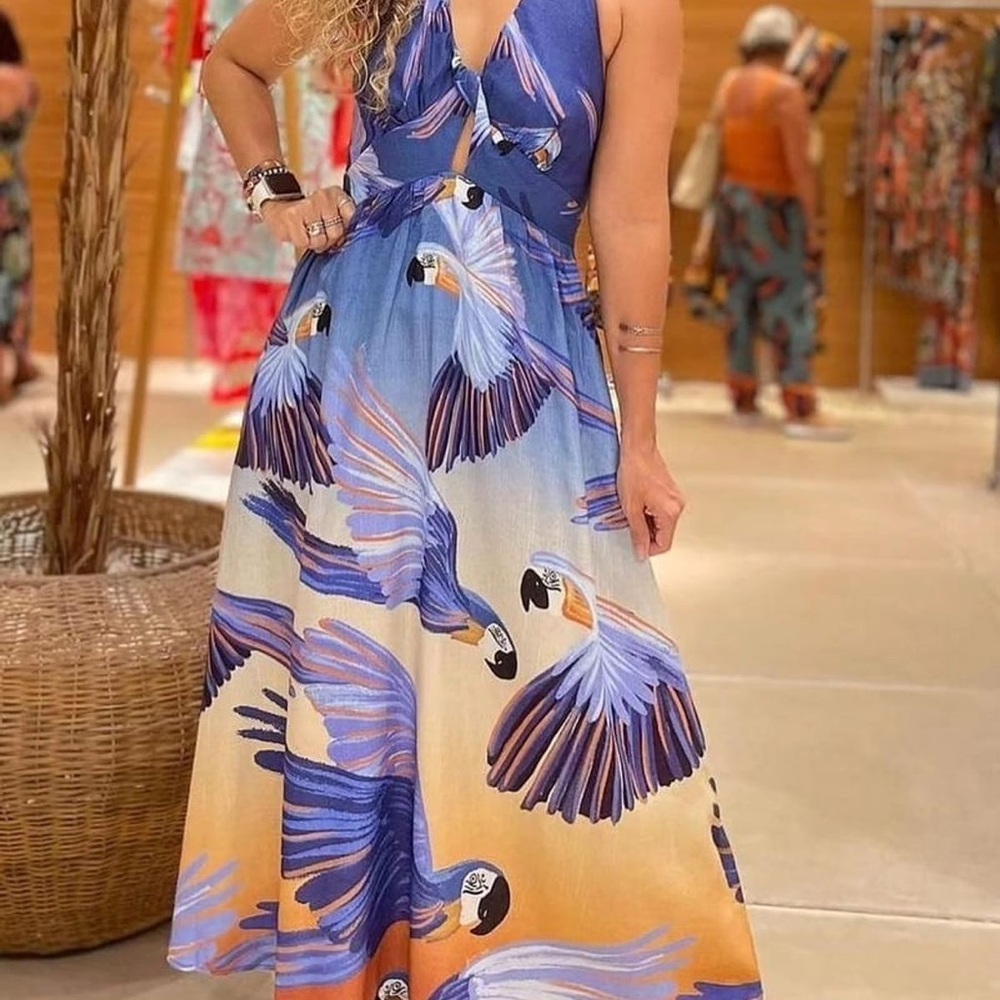 FARM Rio Blue and Purple Halter Sundress